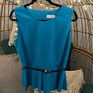 Calvin Klein aqua super cute peplum top size large